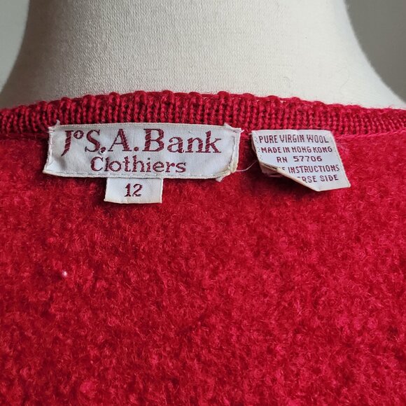 Vintage Jos. A. Bank Clothiers Pure Red Virgin Wool Silver Button Jacket Size 12 - Picture 10 of 16
